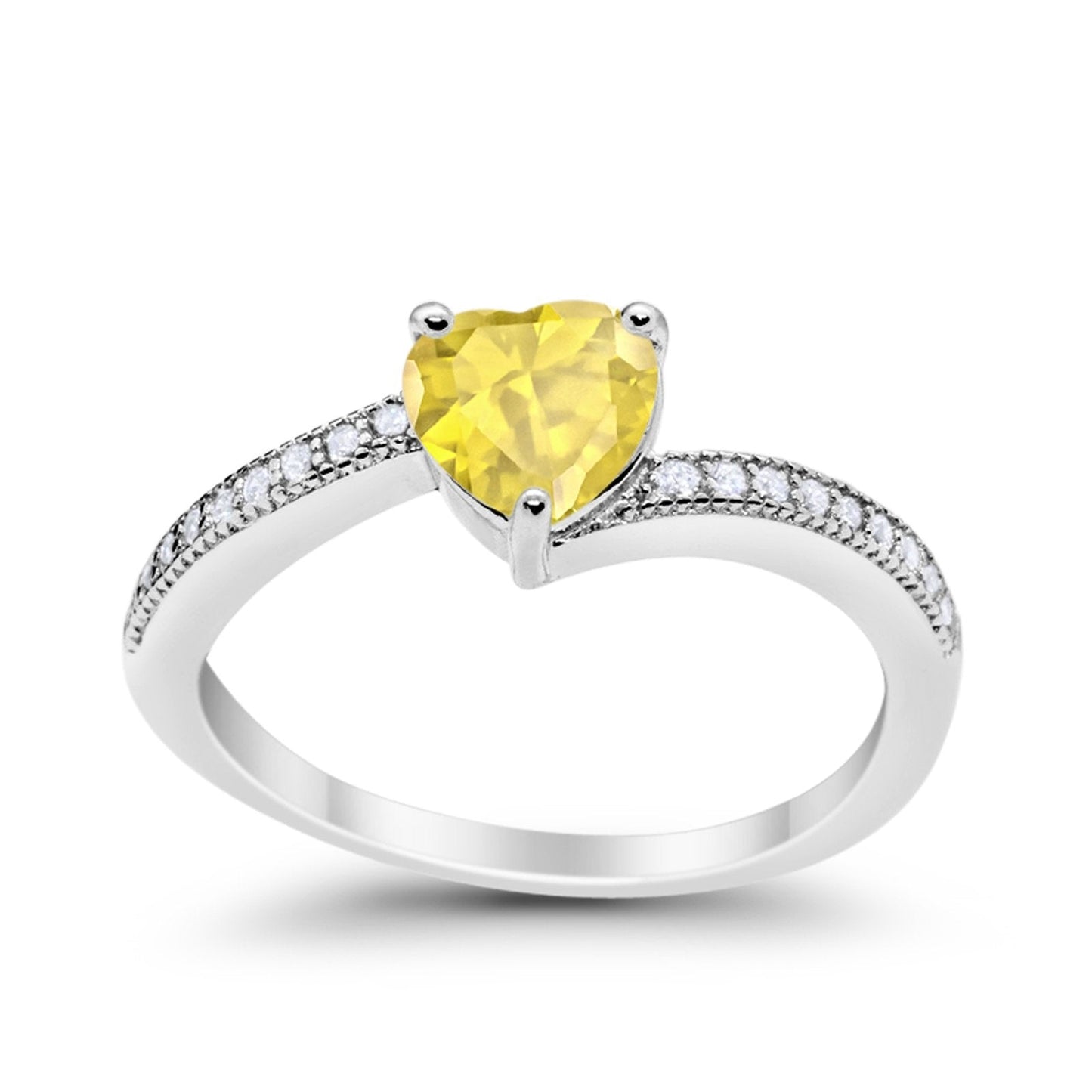 Heart Promise Ring Simulated Yellow CZ