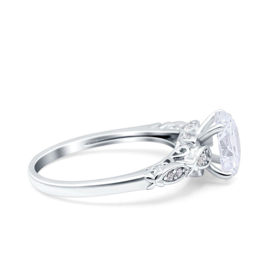 Art Deco Oval Engagement Simulated Cubic Zirconia