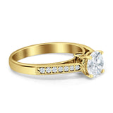 Round Milgrain CZ Gold Ring