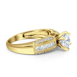 Round Cubic Zirconia Bridal Gold Ring