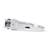 Round Floral Leaf Diamond Ring