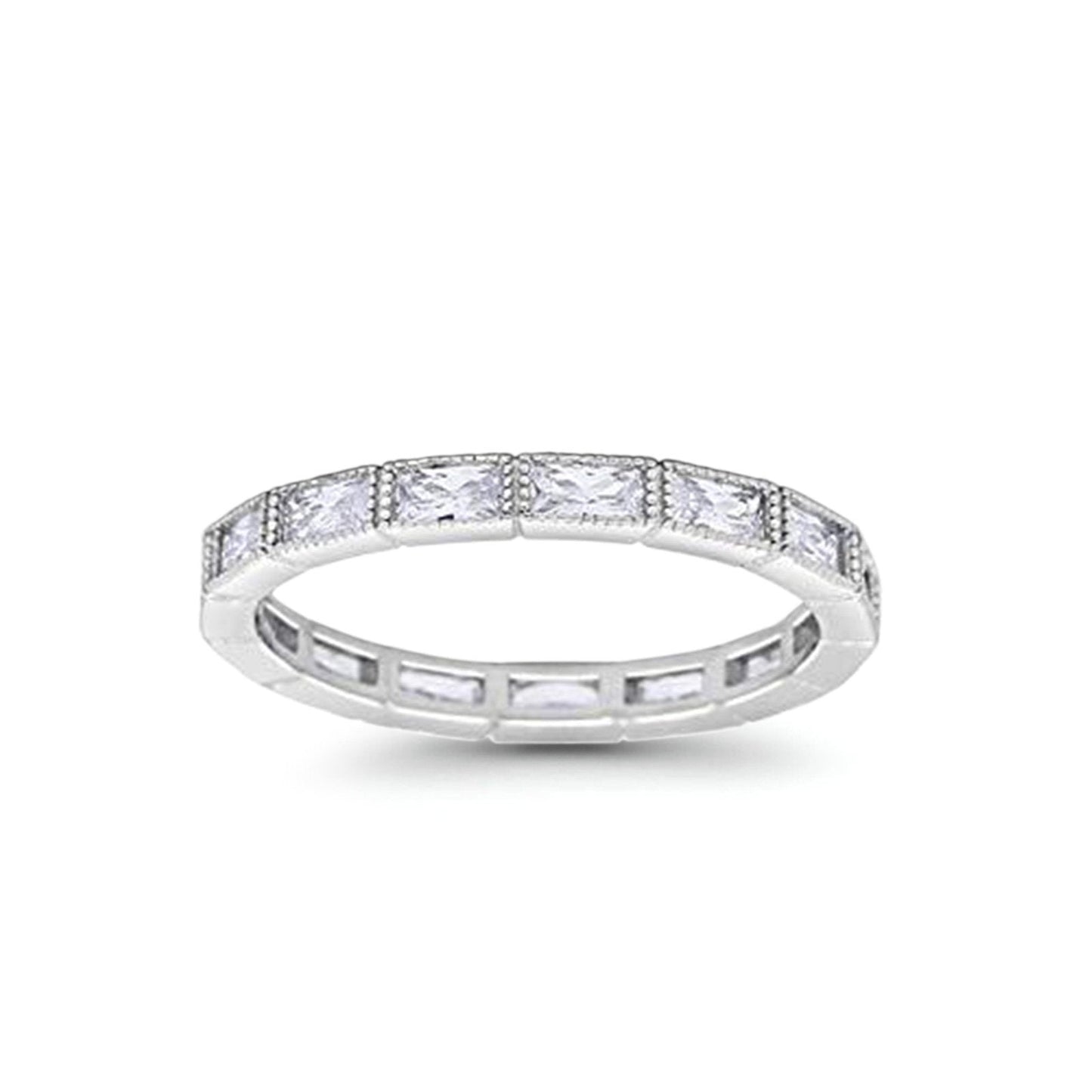 Baguette Full Eternity Wedding Band Simulated CZ