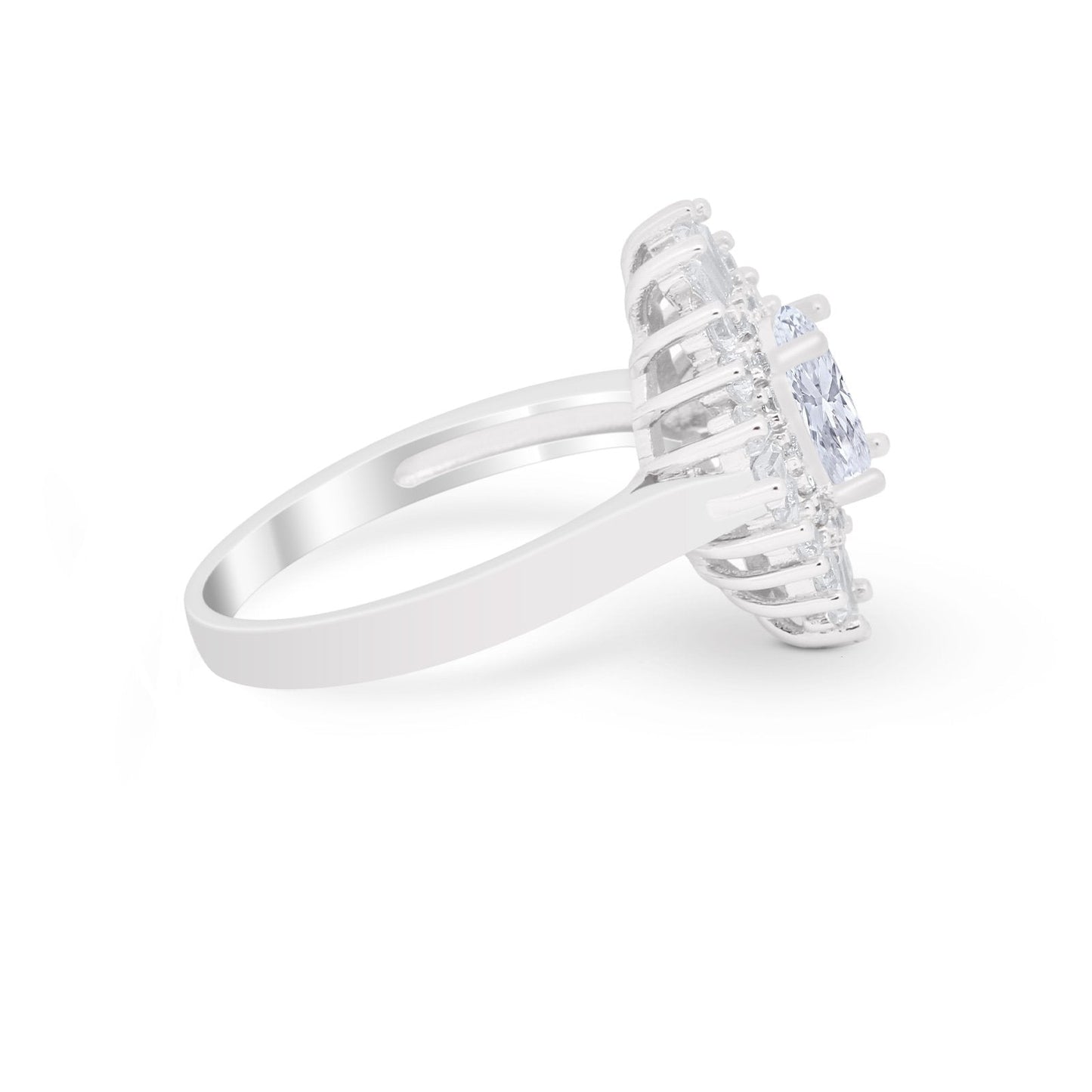 Art Deco Vintage Oval Halo Wedding Ring Simulated CZ