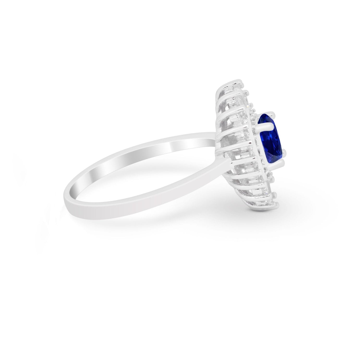 Art Deco Wedding Bridal Ring Baguette Simulated Blue Sapphire CZ