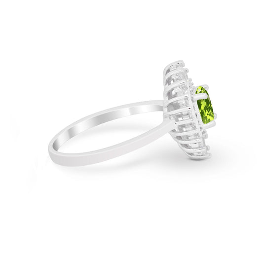 Art Deco Wedding Bridal Ring Baguette Simulated Peridot CZ