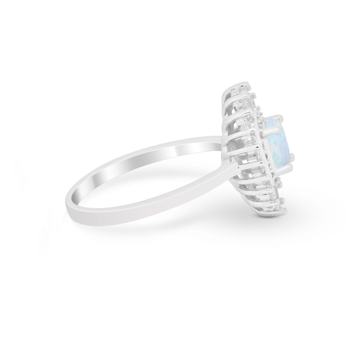 Art Deco Wedding Bridal Ring Baguette Lab Created White Opal