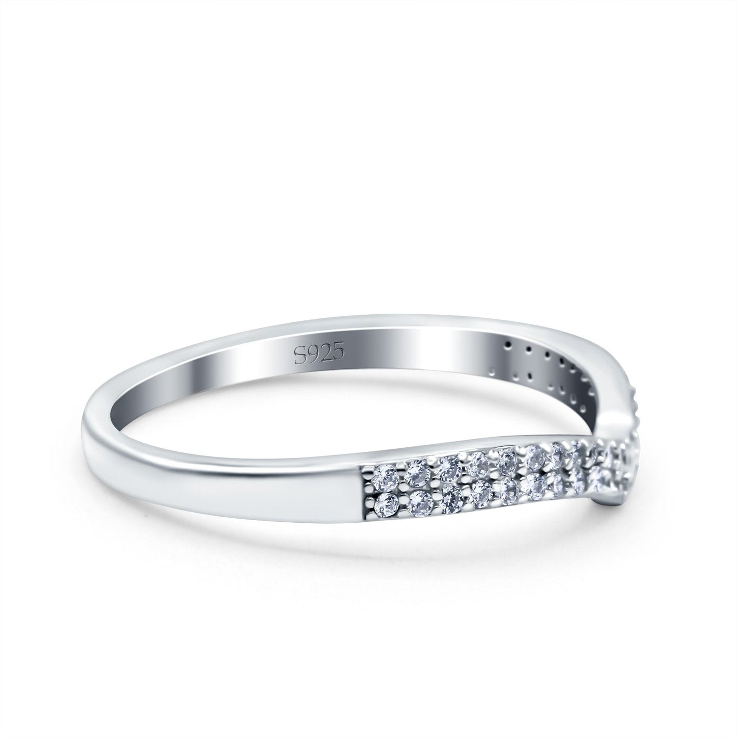 Half Eternity Ring Round Pave Simulated CZ Wedding Band