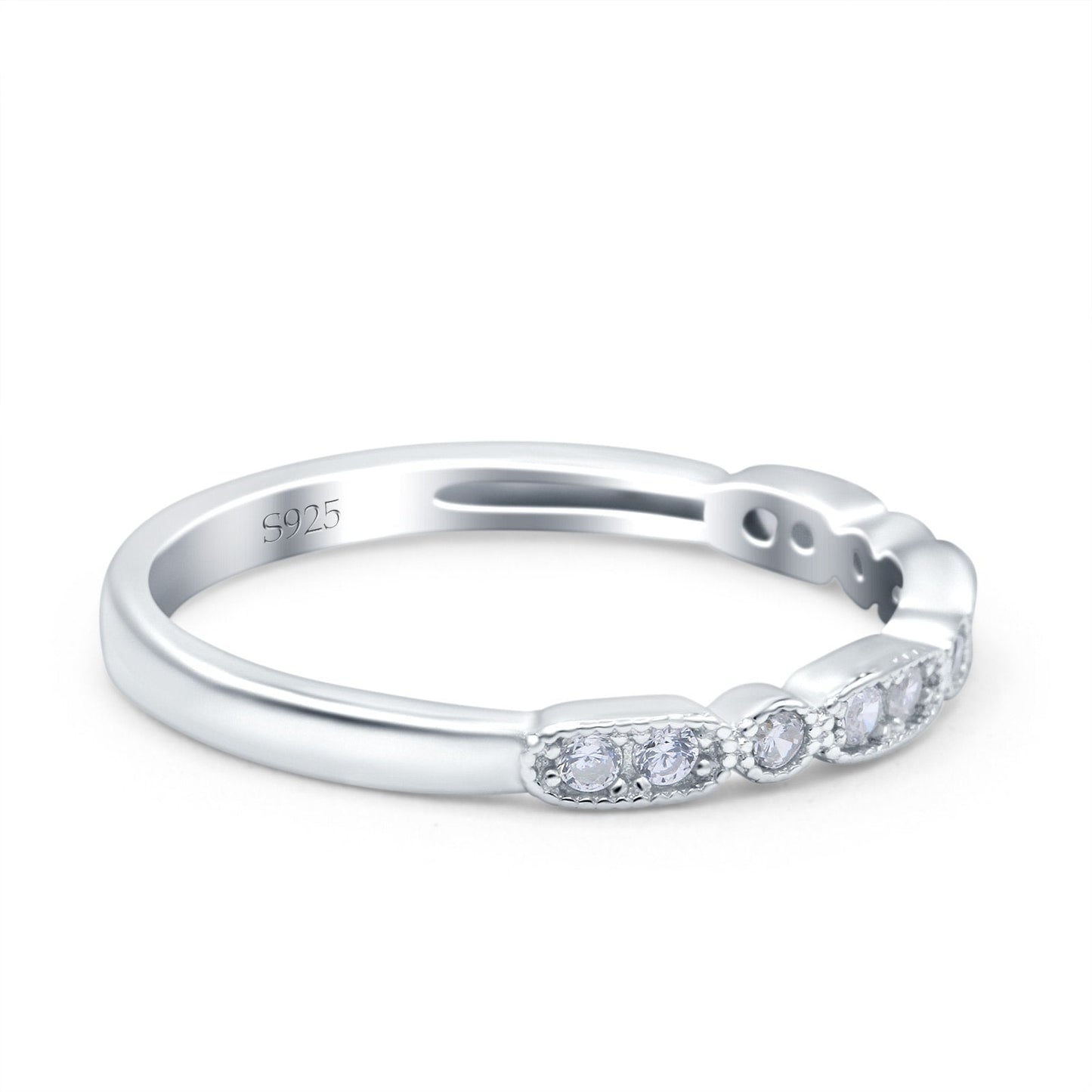 Half Eternity Wedding Band Round Pave Simulated CZ Ring