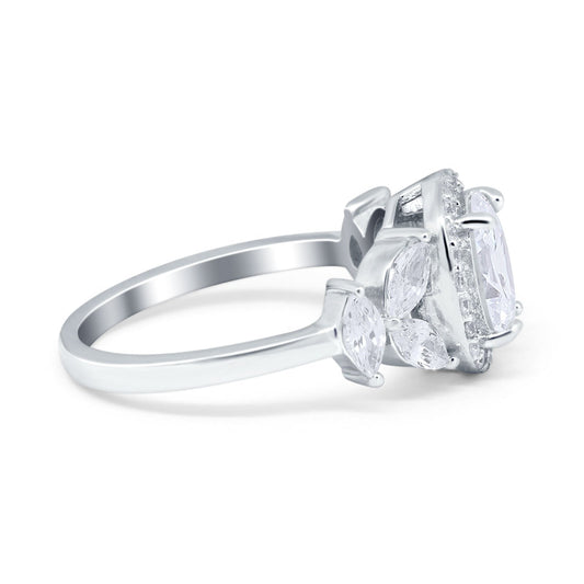 Oval Art Deco Simulated Cubic Zirconia Engagement Ring