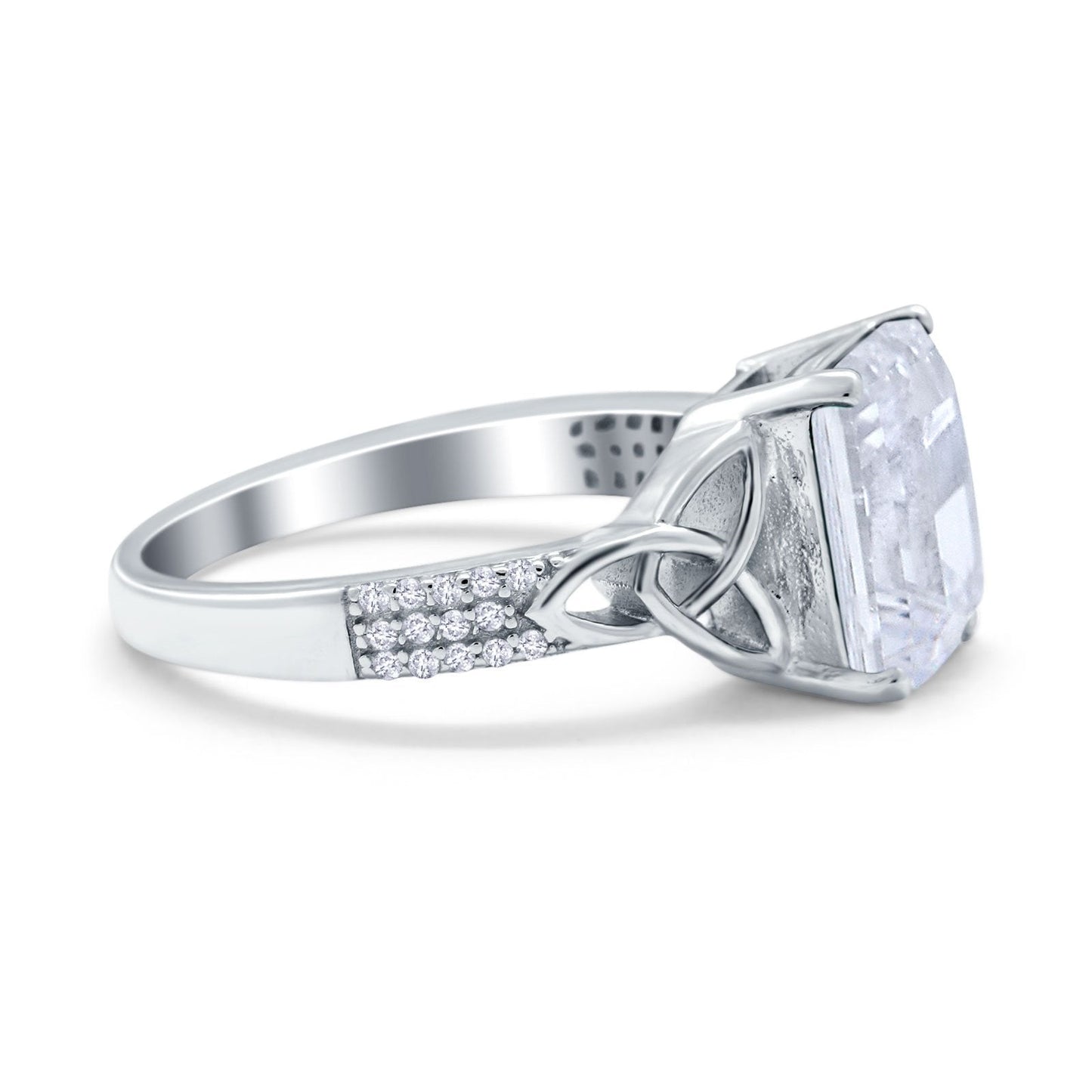 Emerald Cut Celtic Engagement Ring Simulated Cubic Zirconia