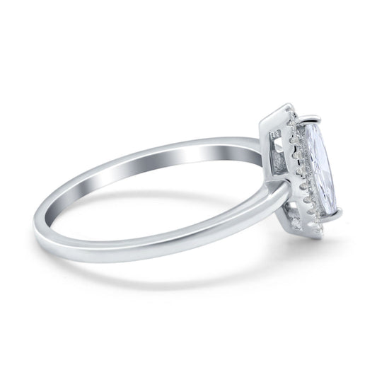 Halo Marquise Engagement Ring Simulated Cubic Zirconia