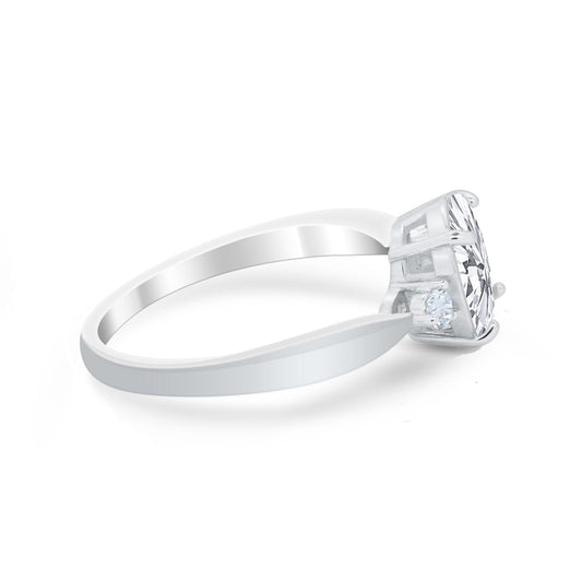 Three Stone Oval Engagement Ring Simulated Cubic Zirconia