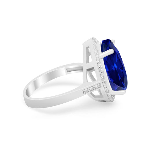 Teardrop Cocktail Simulated Blue Sapphire CZ Ring