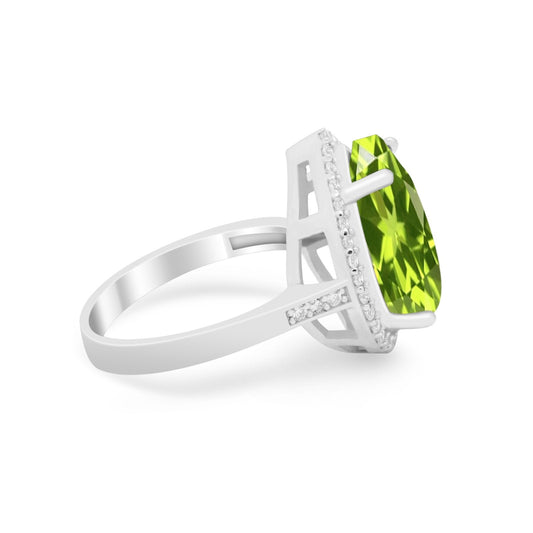 Teardrop Cocktail Simulated Peridot CZ Engagement Ring