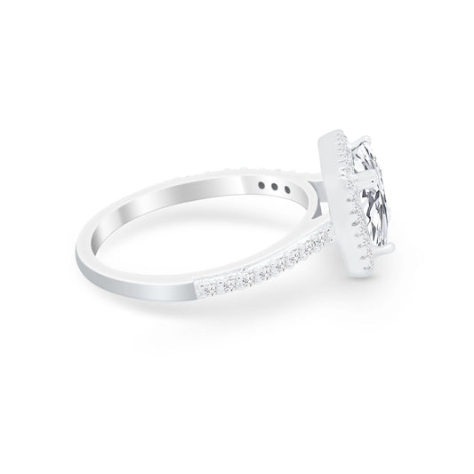 Halo Princess Cut Wedding Ring Simulated Cubic Zirconia