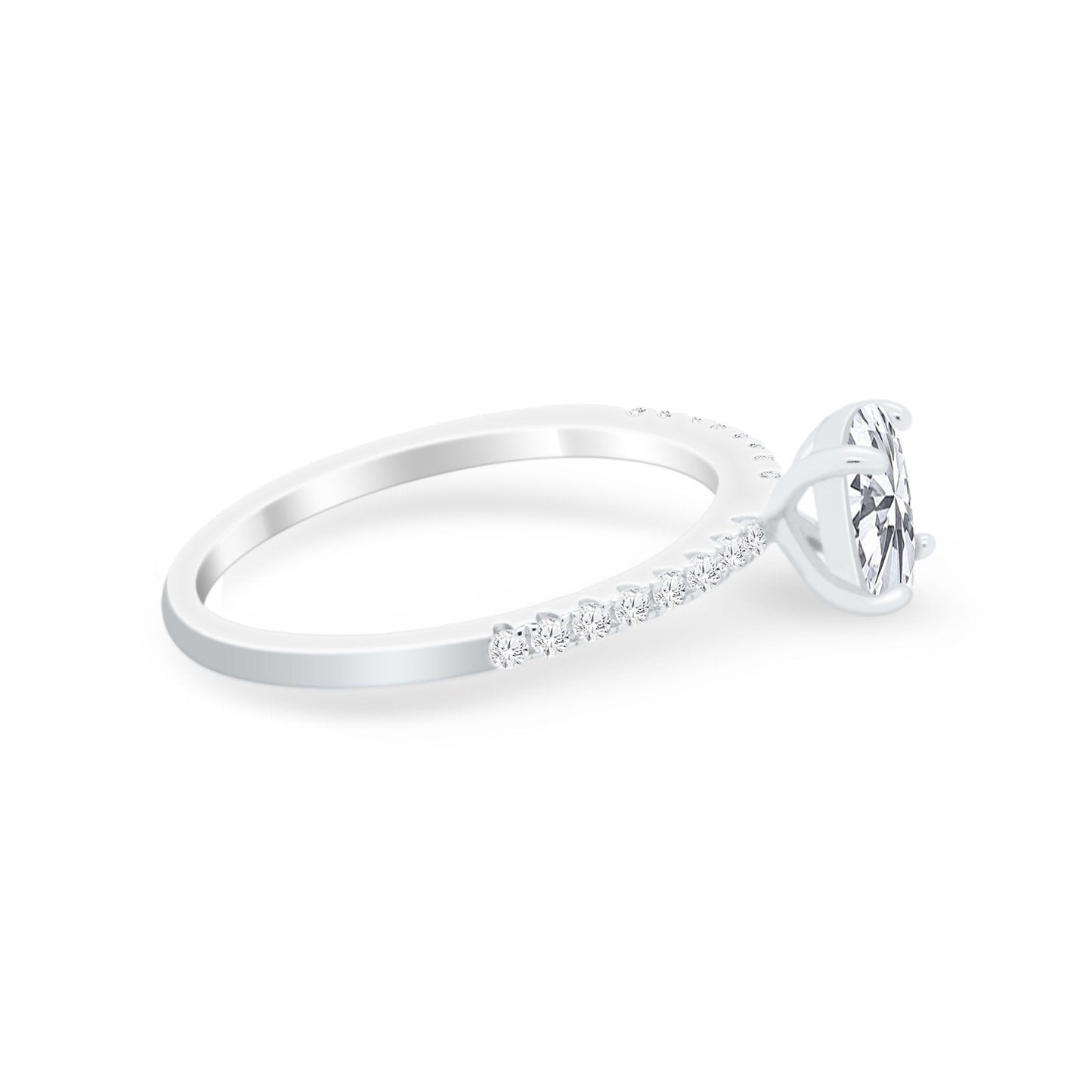 Solitaire Accent Oval Engagement Ring Simulated CZ