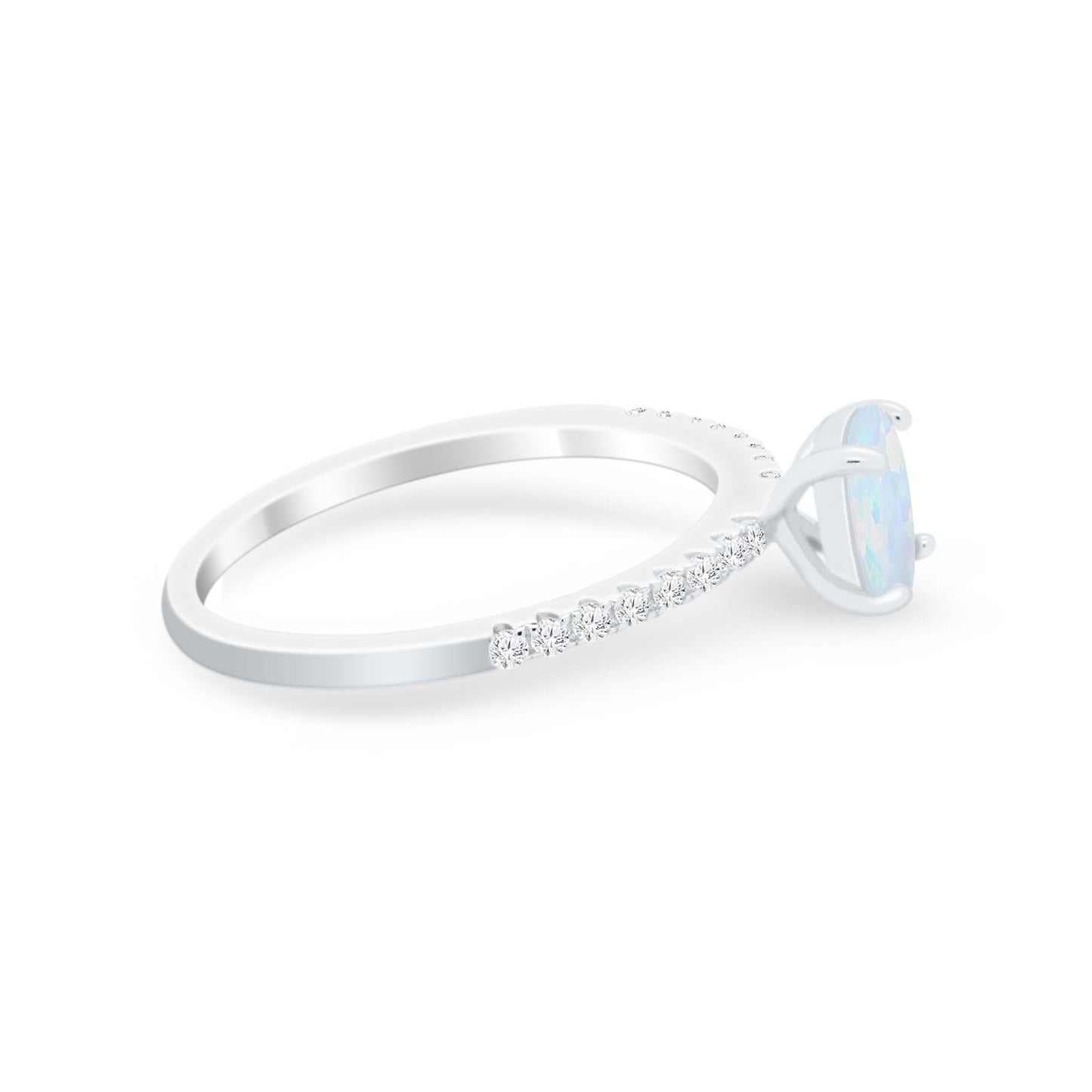 Solitaire Accent Wedding Ring Lab Created White Opal