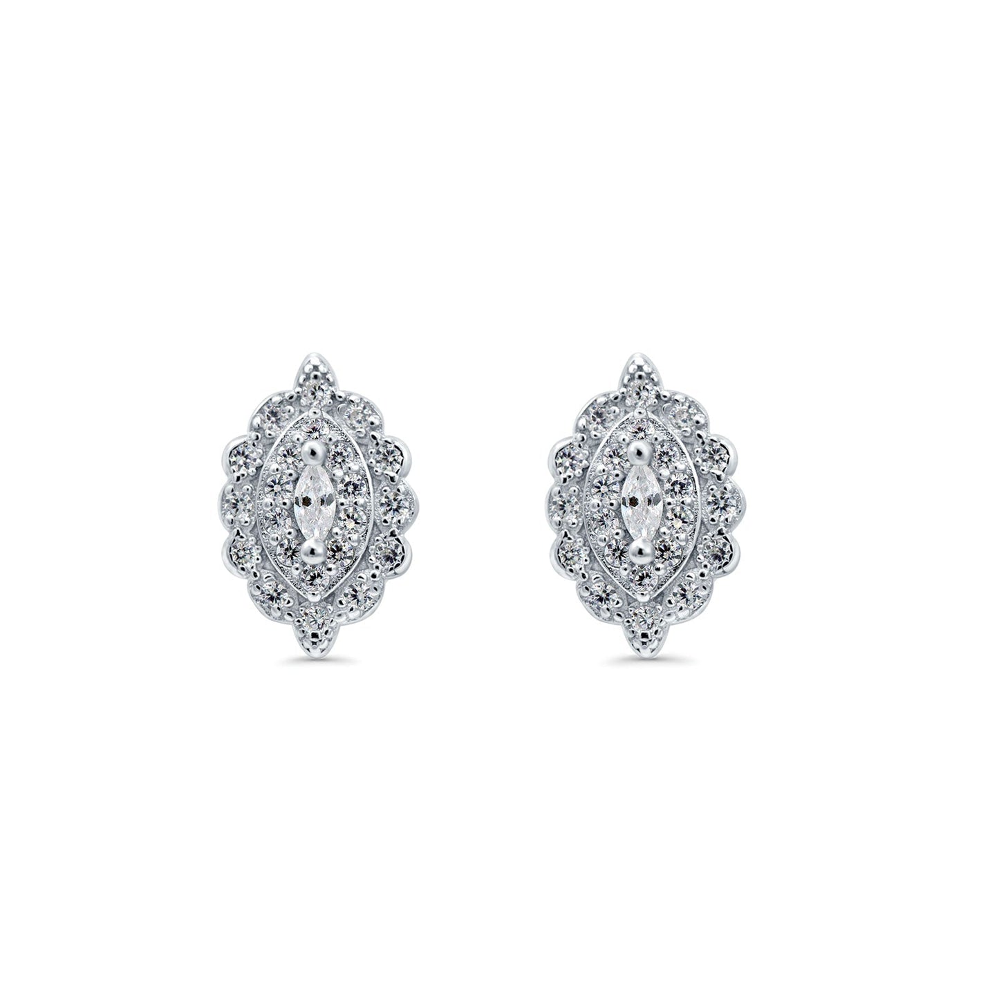 Art Deco Marquise Simulated Cubic Zirconia Stud Earrings