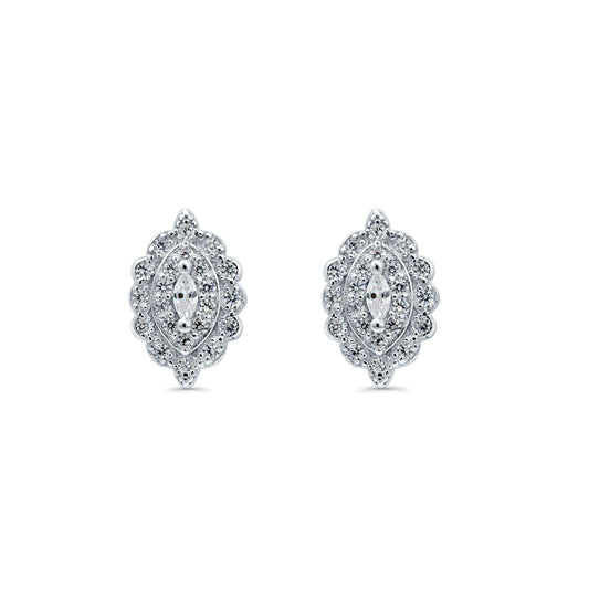 Art Deco Marquise Simulated Cubic Zirconia Stud Earrings