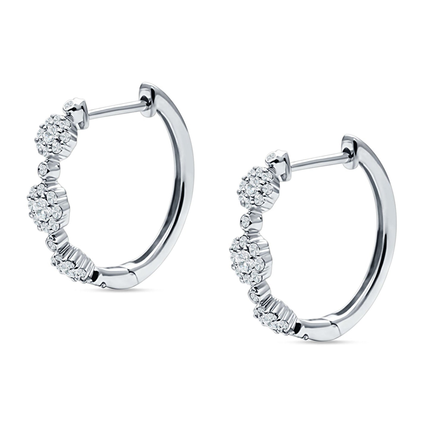 three flower hoop earrings 