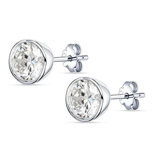 Bezel Set Cubic Zirconia Solitaire Stud Earring