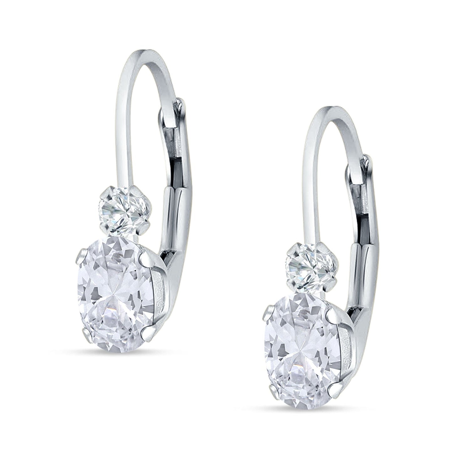 Oval Drop Dangle Cubic Zirconia Charm Leverback Earring