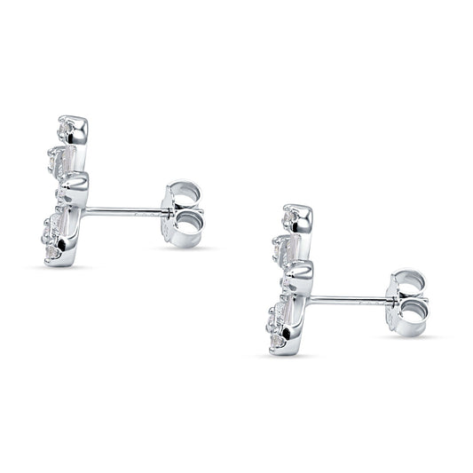 Floral Stud Earrings Cubic Zirconia