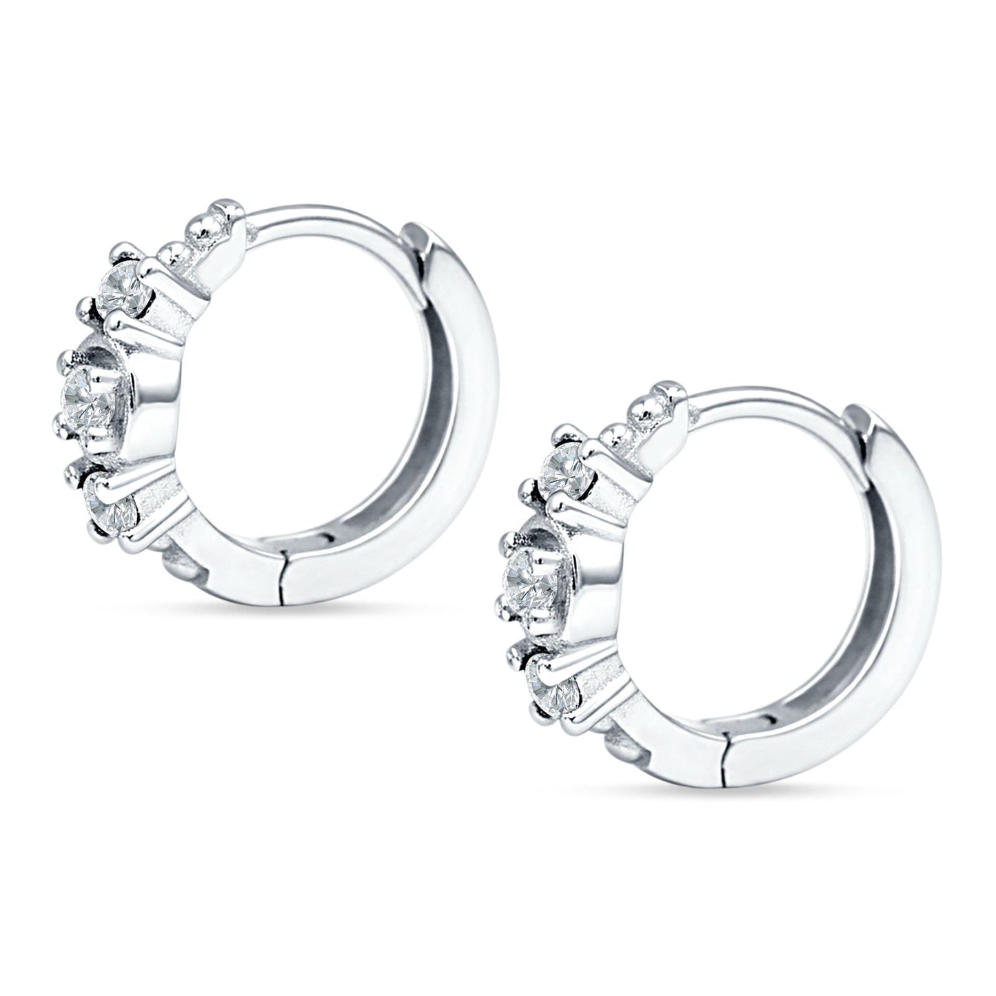 Round Cubic Zirconia Trio Huggie Hoop Earrings