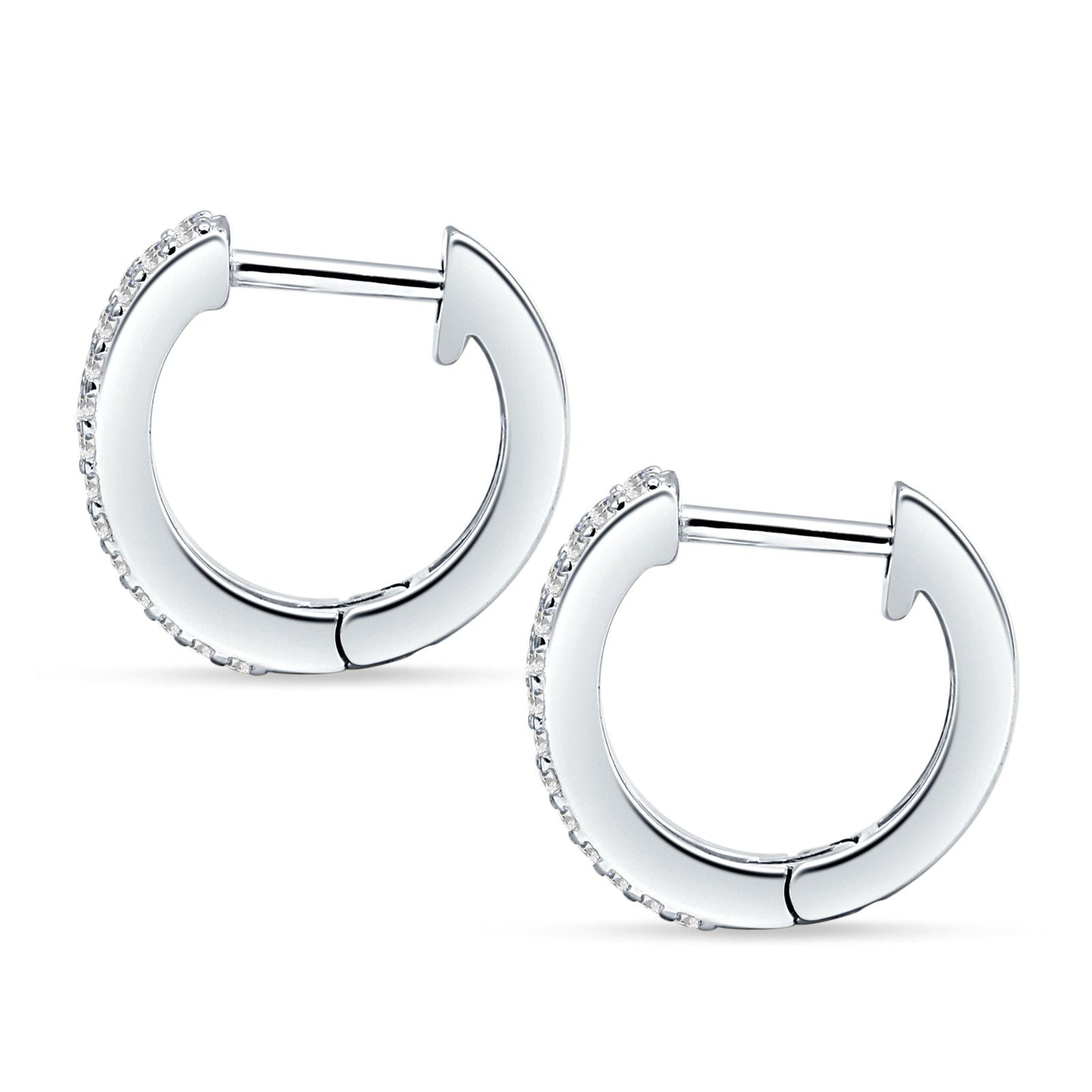 Emerald Cut Blue Sapphire CZ Hoop Earrings