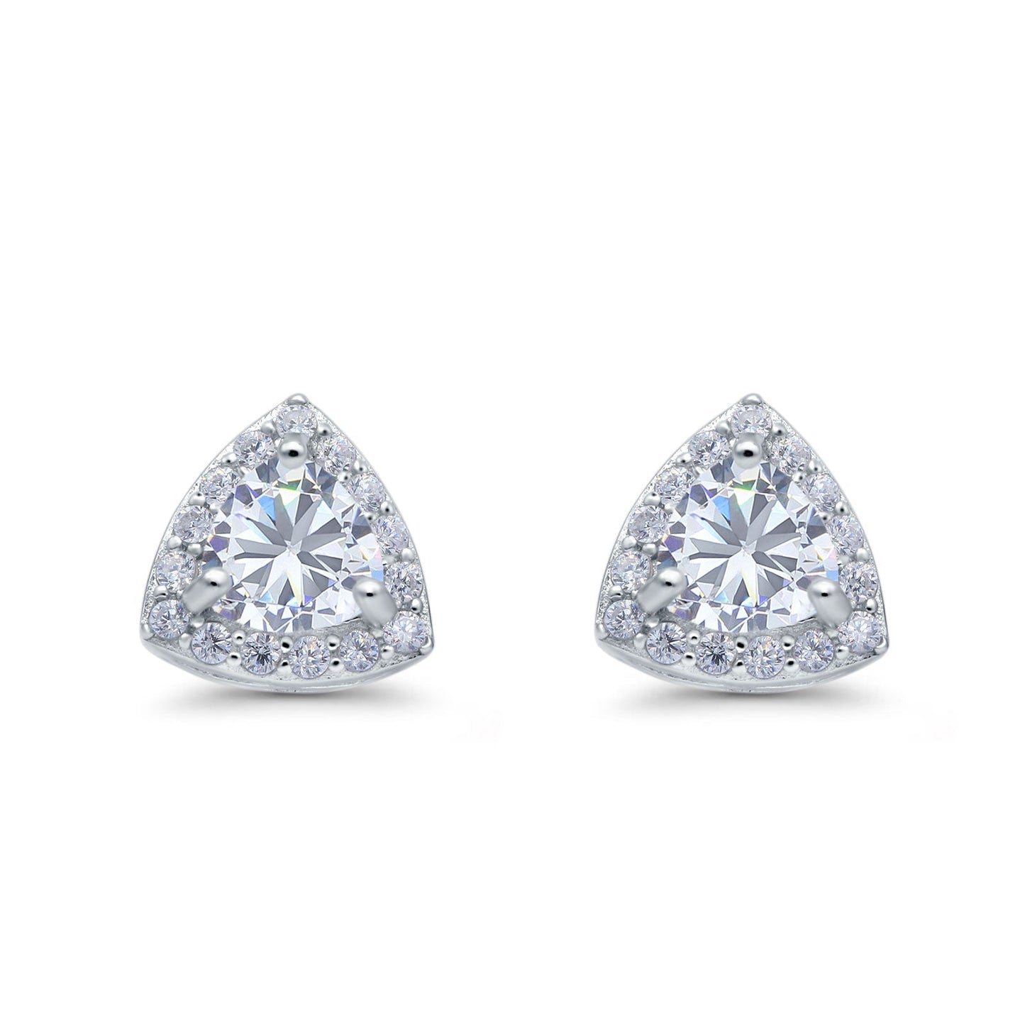 Halo Simulated CZ Round Stud Earrings