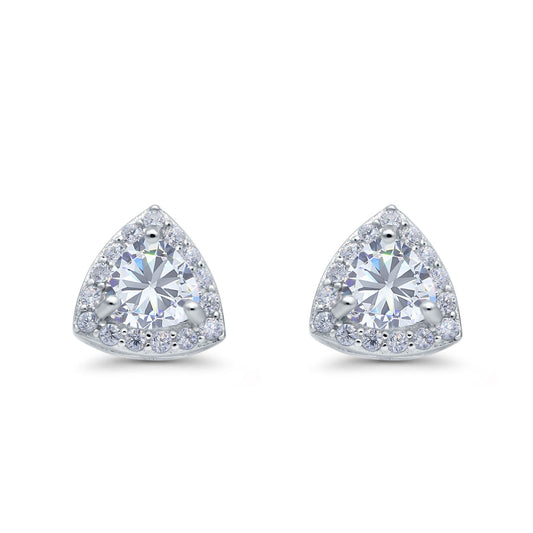 Halo Simulated CZ Round Stud Earrings