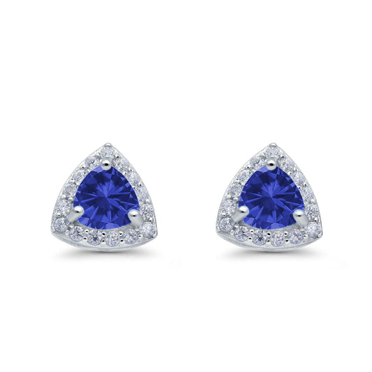 Halo Tanzanite CZ Stud Earrings