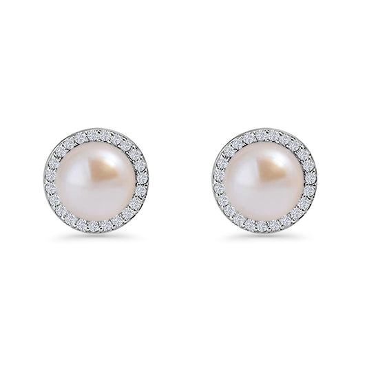 Round Pearl Stud Earring