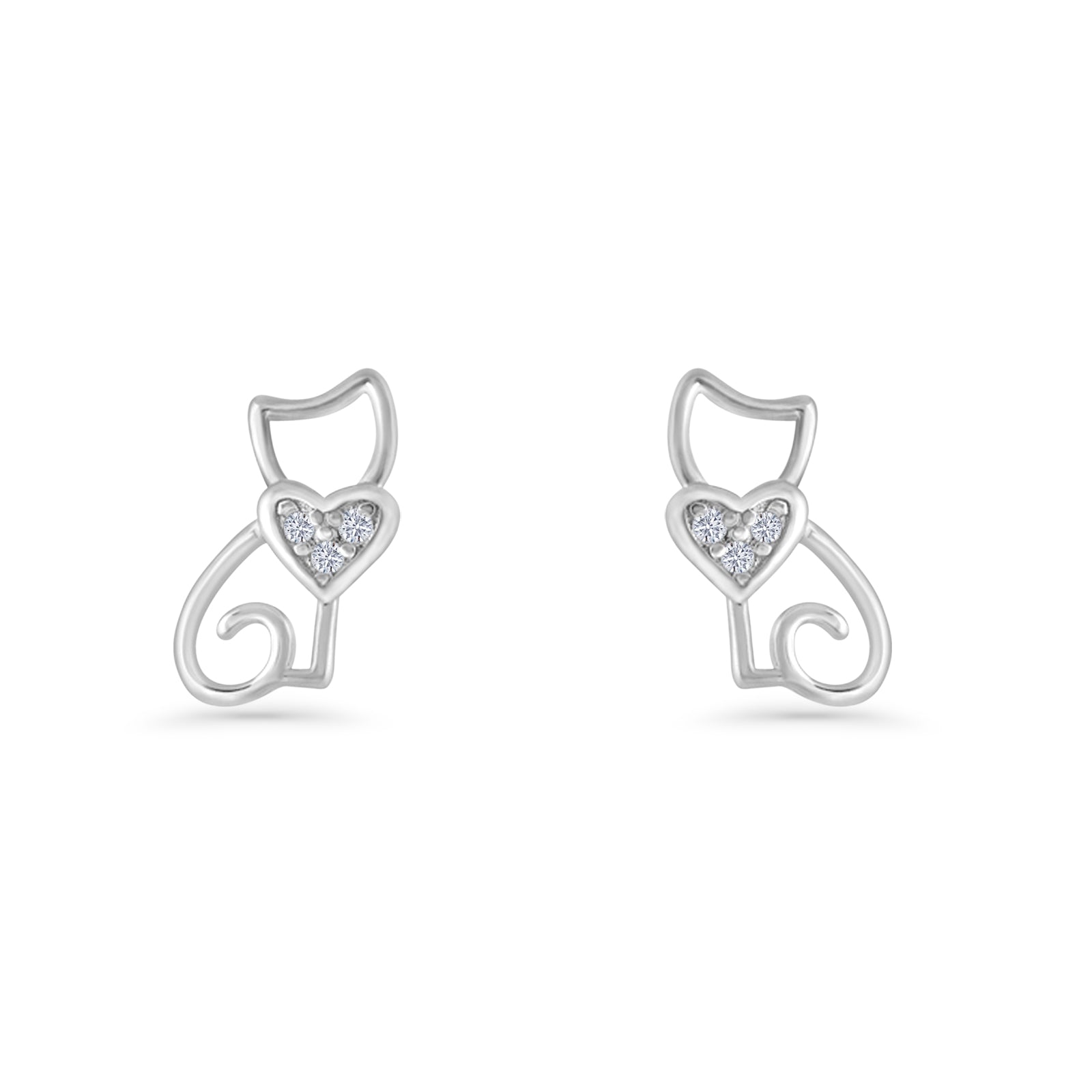 Heart Cat Stud Earrings