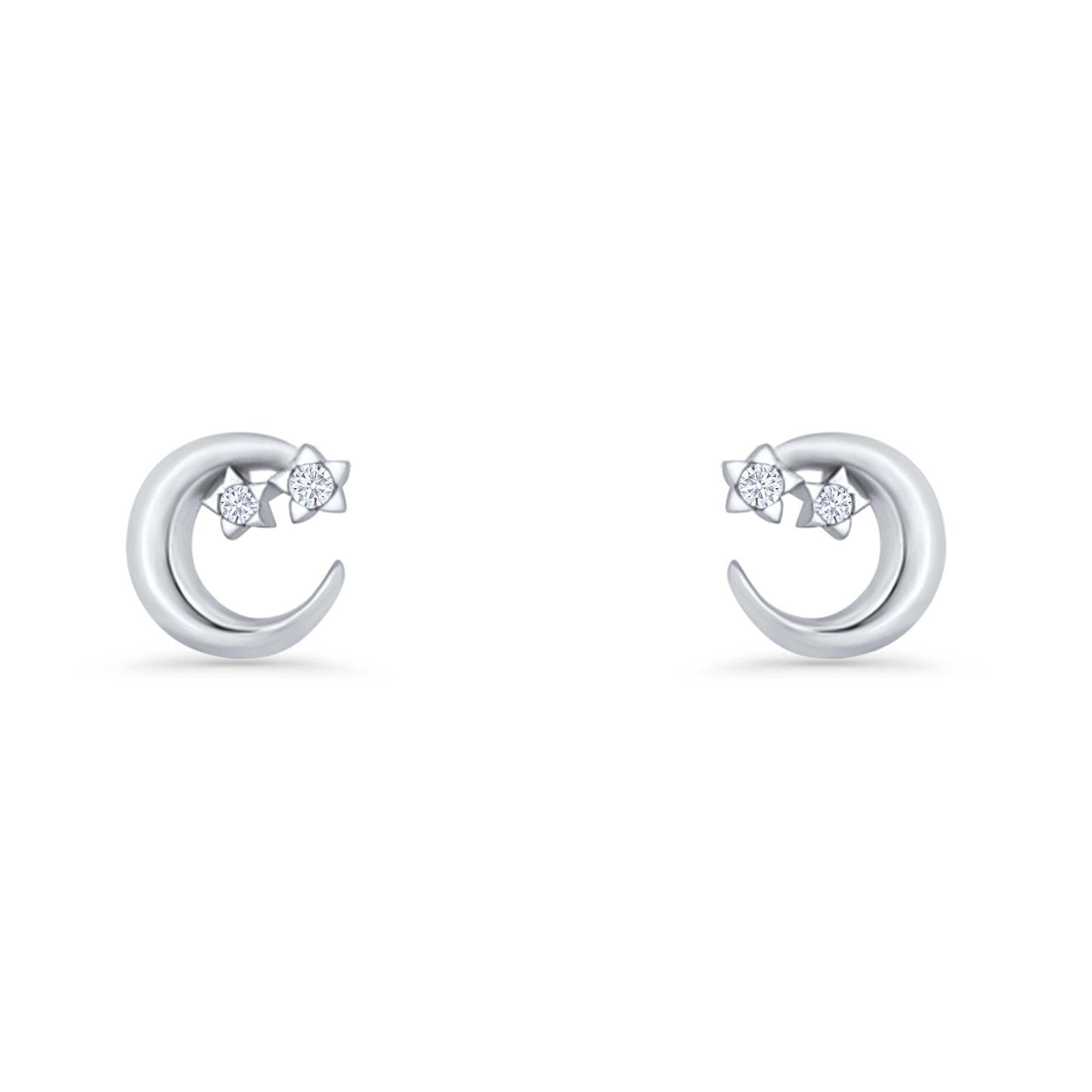 Crescent Moon & Stars Stud Earring