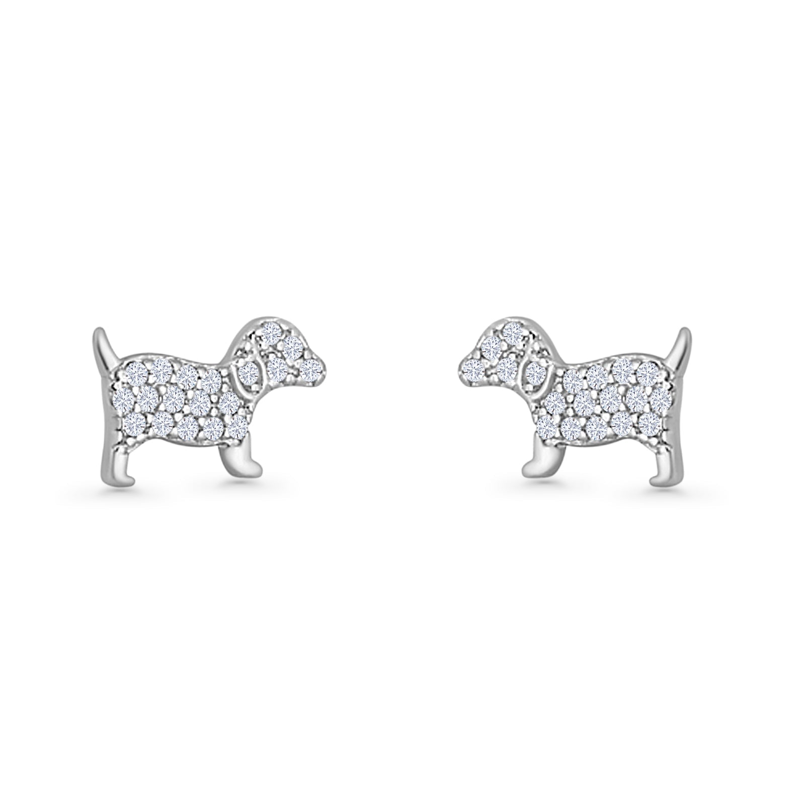 Cluster CZ Dog Stud Earrings