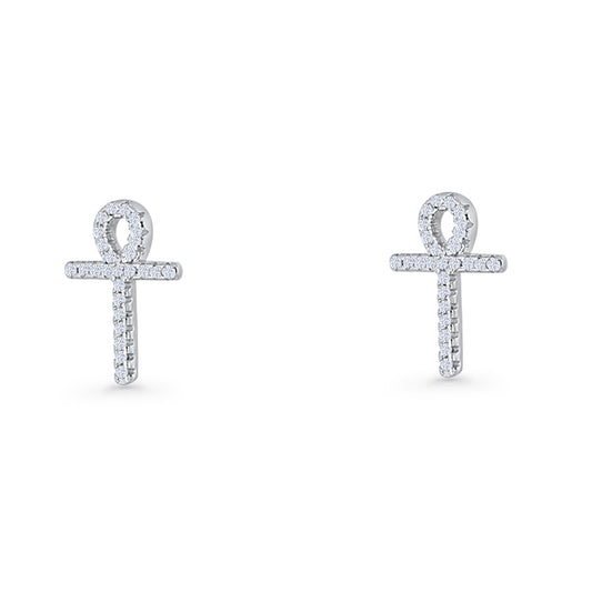 Ankh Cross Stud Earrings