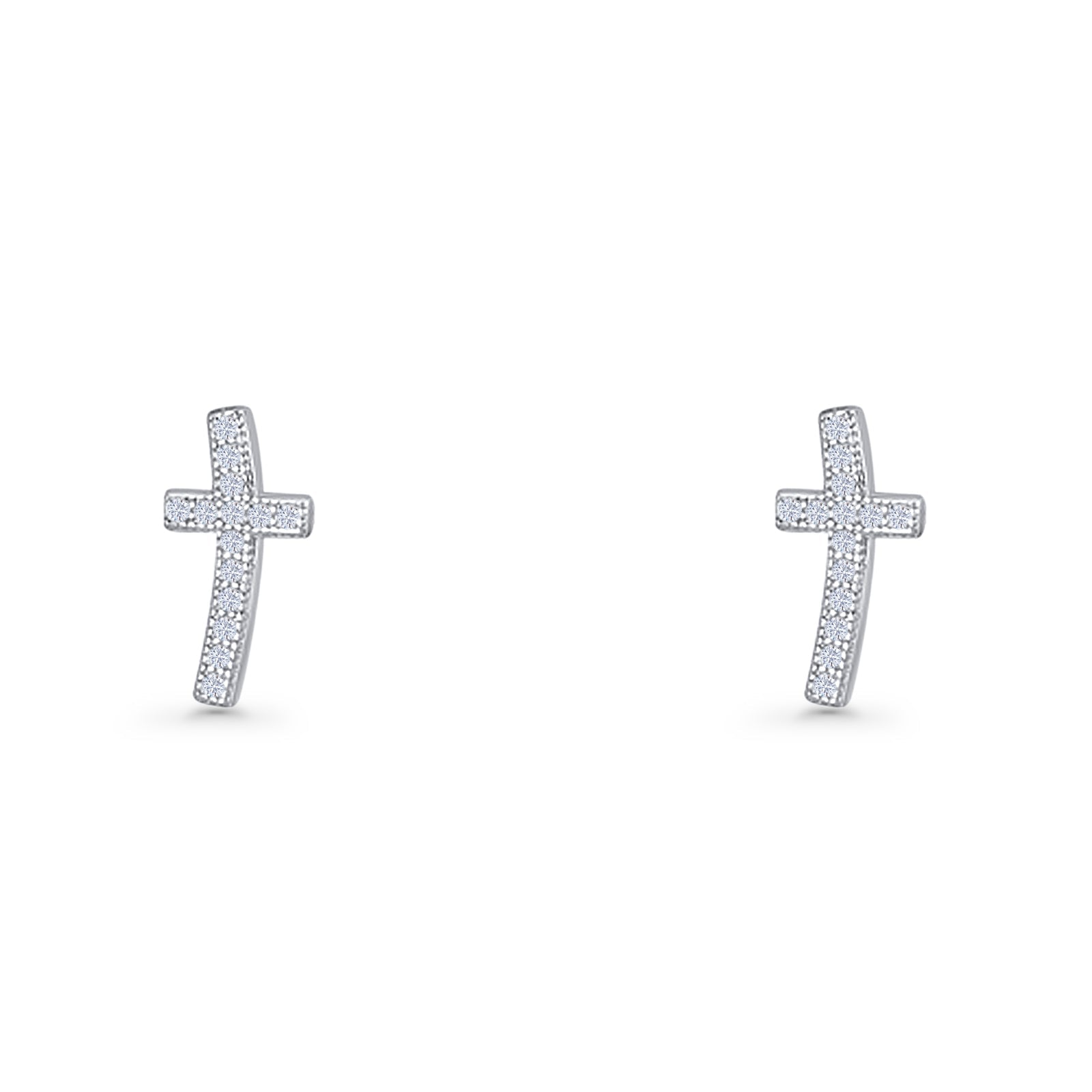 Cross CZ Stud Earrings