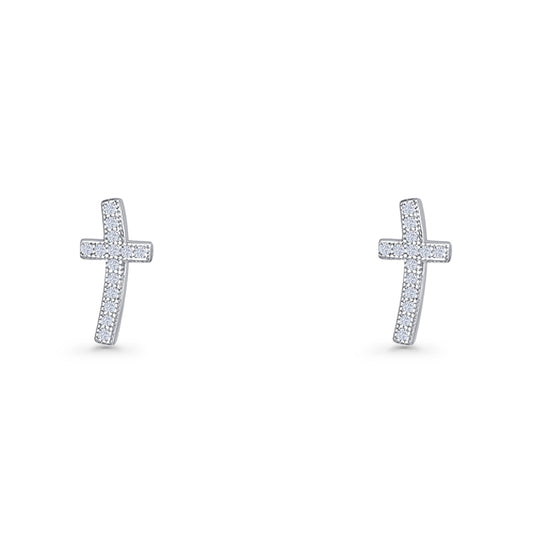 Cross CZ Stud Earrings