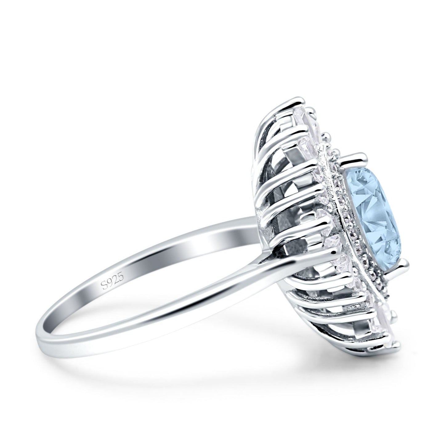 Art Deco Marquise Engagement Ring Simulated Aquamarine