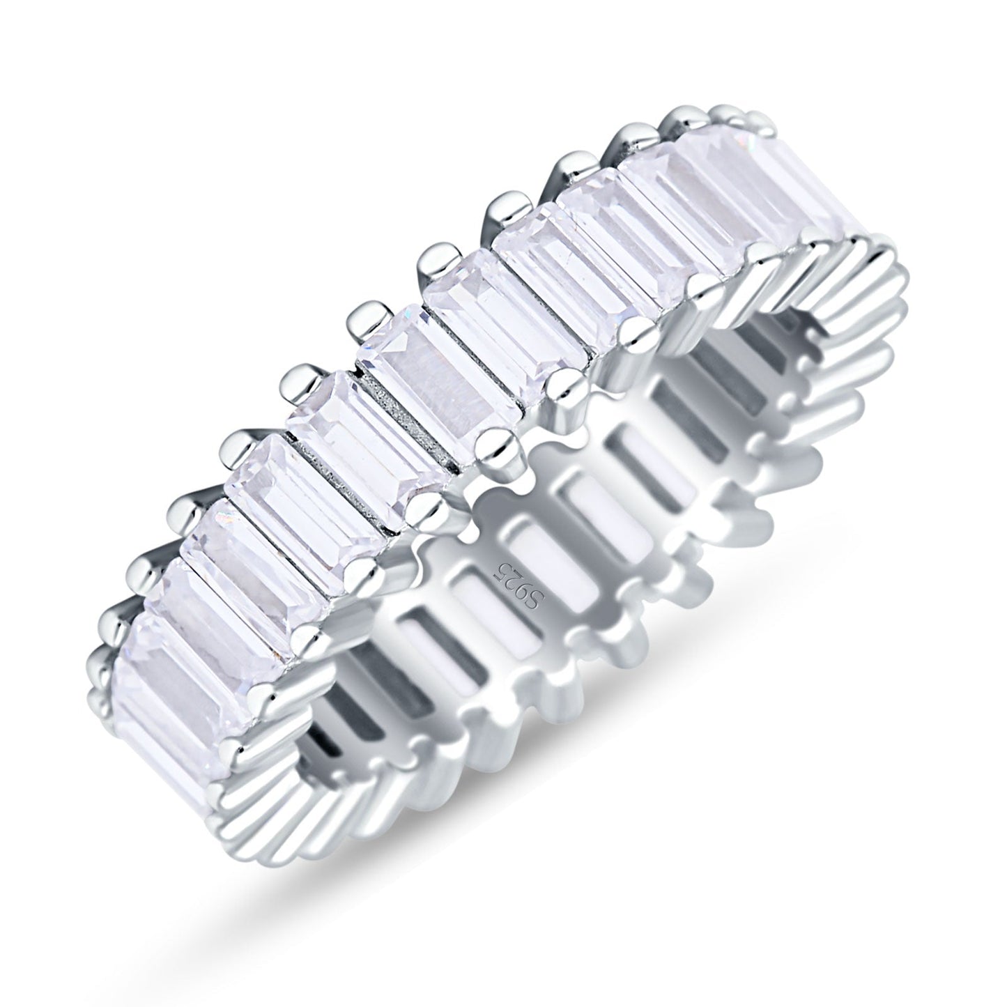 Emerald Cut Full Eternity Ring Cubic Zirconia