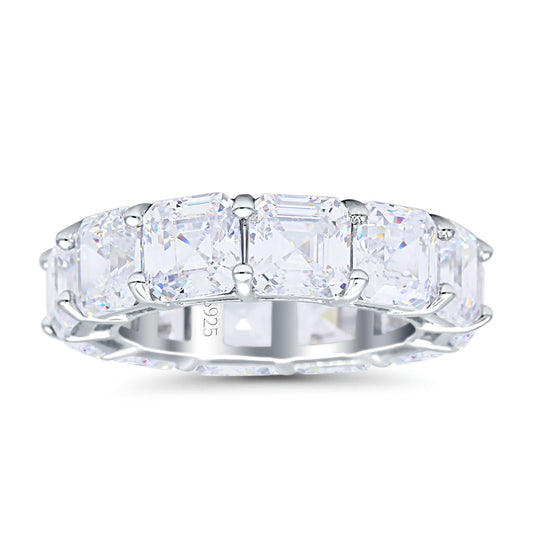 Asscher Cut Full Eternity Wedding Band Cubic Zirconia