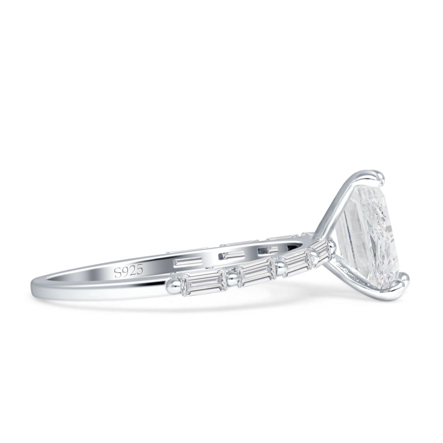 Emerald Cut Solitaire Baguette Cubic Zirconia Ring