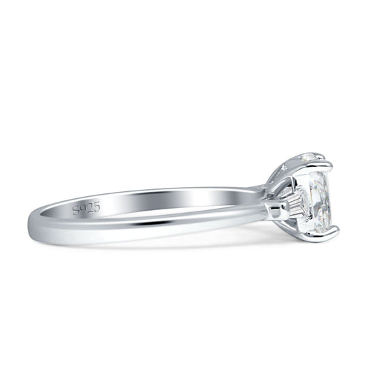 Emerald Cut Solitaire Trio Ring Cubic Zirconia