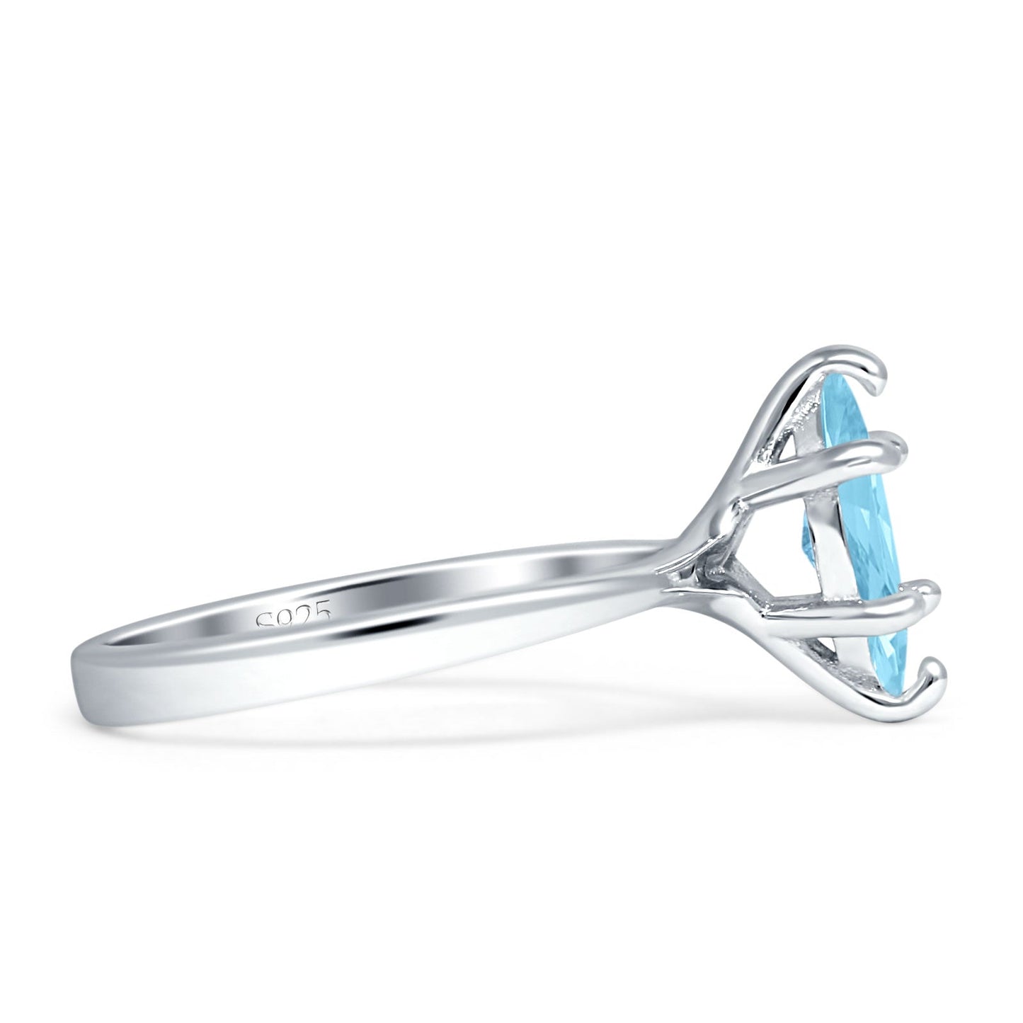 Marquise 7X14 Solitaire Ring Aquamarine CZ