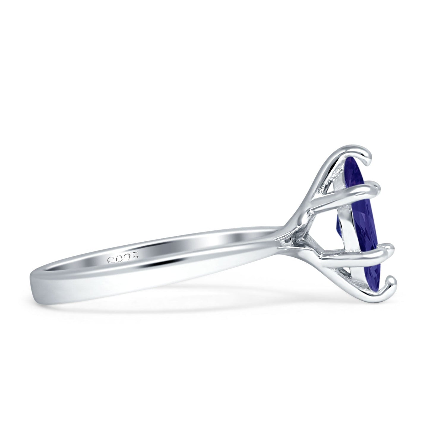 Marquise Solitaire Ring Blue Sapphire CZ