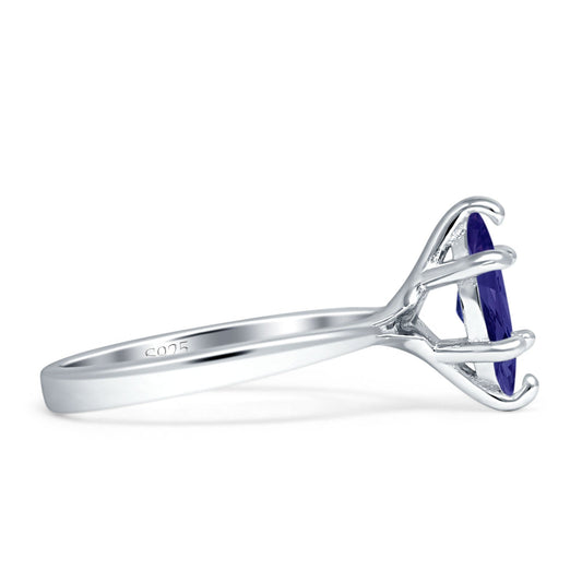 Marquise Solitaire Ring Blue Sapphire CZ