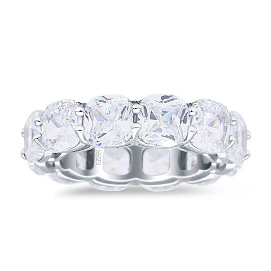 Stackable Cushion Eternity Cubic Zirconia Wedding Band