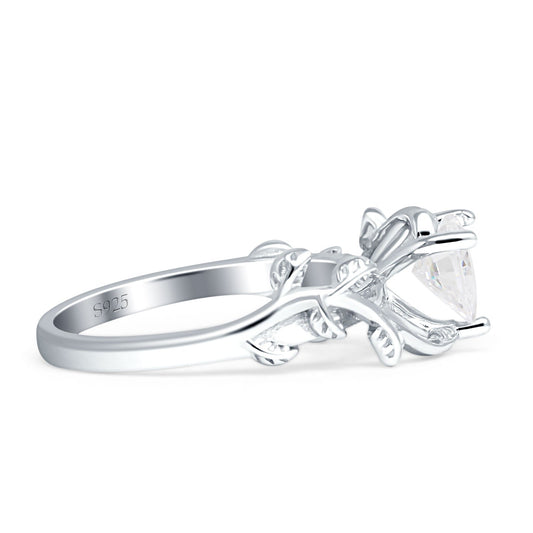 Heart Leaf Art Deco Promise Ring Cubic Zirconia