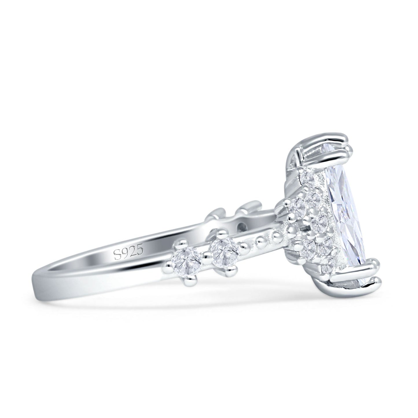 Marquise Halo Beaded Ring Cubic Zirconia